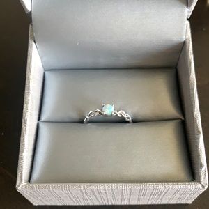 Braided opal promise ring